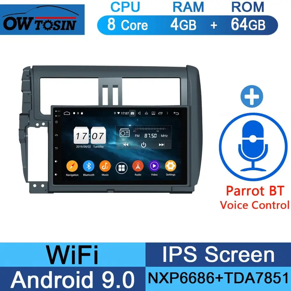 64G Parrot BT " ips Android 9,0 8 ядерный 4G+ 64G Автомобильный мультимедийный плеер для Toyota Prado 150 Land Cruiser J150 2009-2013 gps Радио CarPlay Parrot - Цвет: 64G Parrot BT