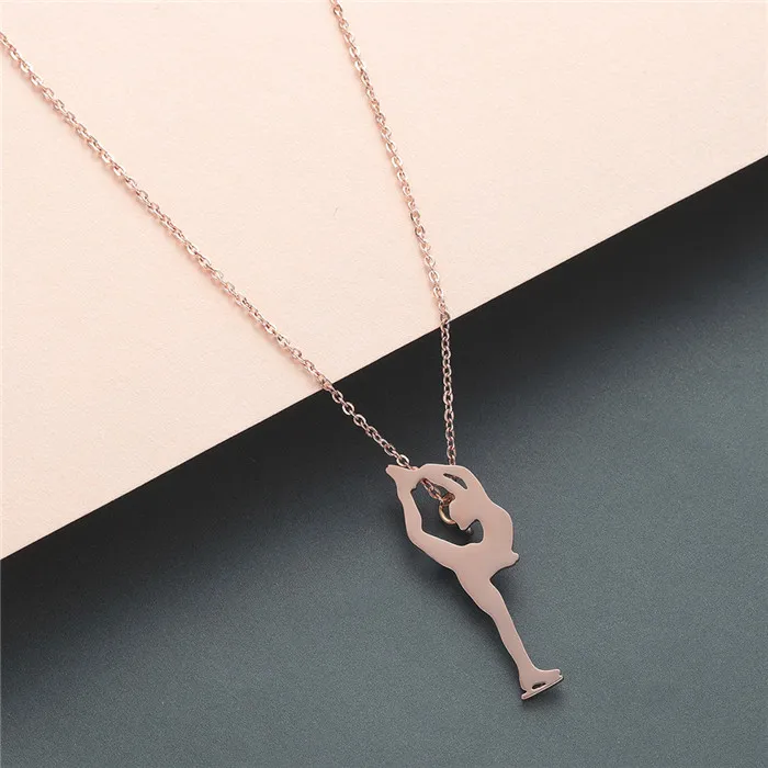 Style 7 Rose Gold Чандлер гимнастский силуэт титана Спортивное ожерелье балерина Здоровье ожерелье s фигура танца ювелирные изделия спортивный подарок для влюбленных - Окраска металла: Style 7 Rose Gold