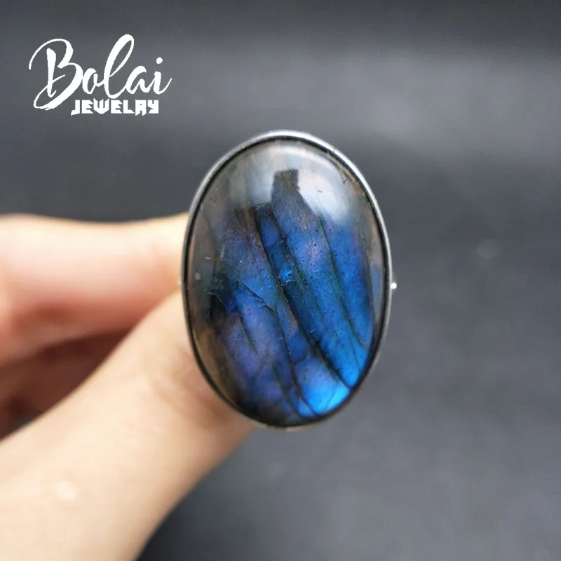 Labradorite Bolaijewelry, серебро 925 пробы, натуральный лабрадорит, Овальный драгоценный камень, хорошее ювелирное изделие, драгоценный камень, роскошные кольца для женщин, Подарок на годовщину - Цвет камня: Labradorite