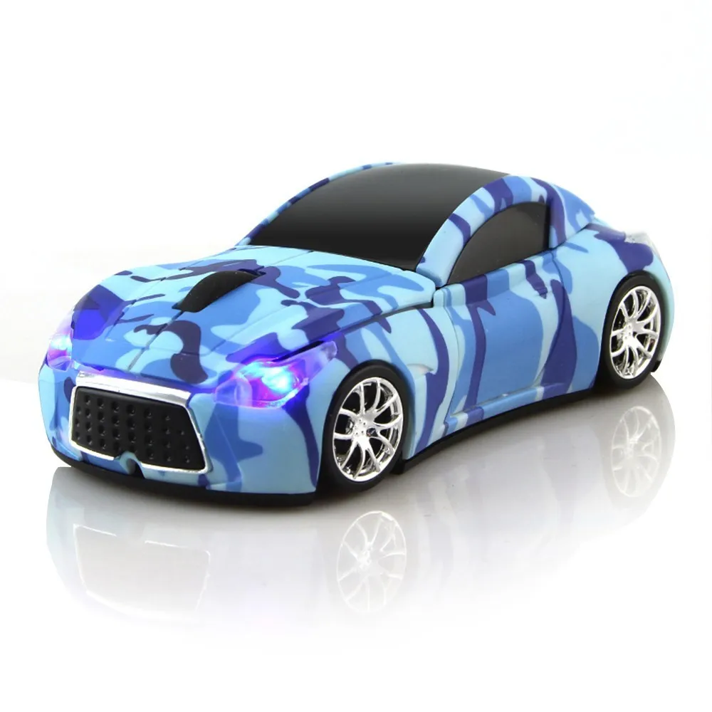 Blue Camouflage 3D беспроводная мышь, автомобильная мышь, беспроводная камуфляжная, 2,4 ГГц, оптическая игровая мышь, светодиодный светильник, USB приемник для ноутбука, ПК, ноутбука - Цвет: Blue Camouflage