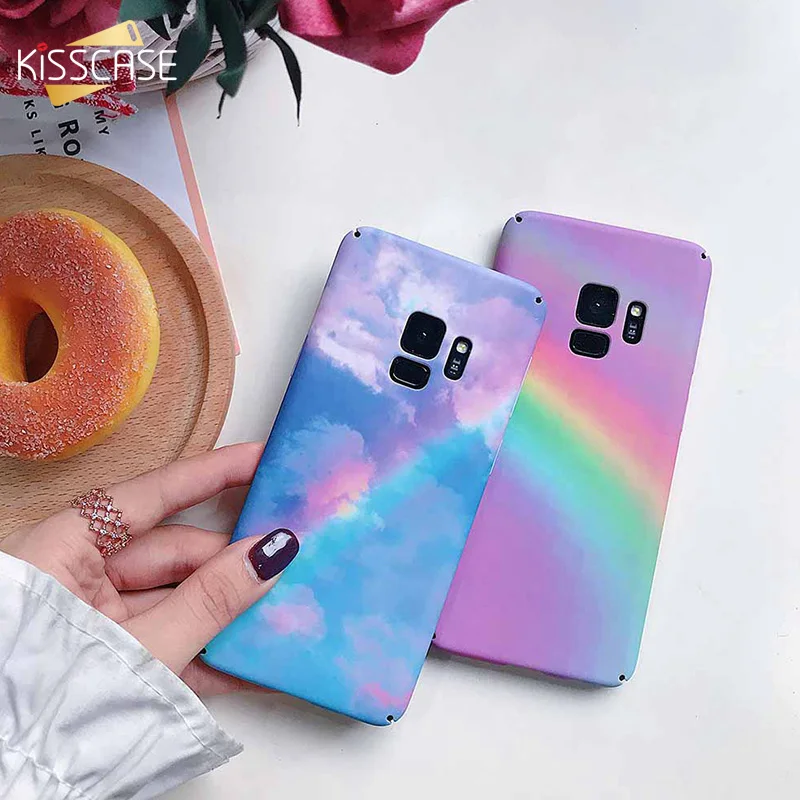KISSCASE Модный чехол для телефона Samsung S9 S8 Plus чехлы с радужным узором Жесткий Чехол