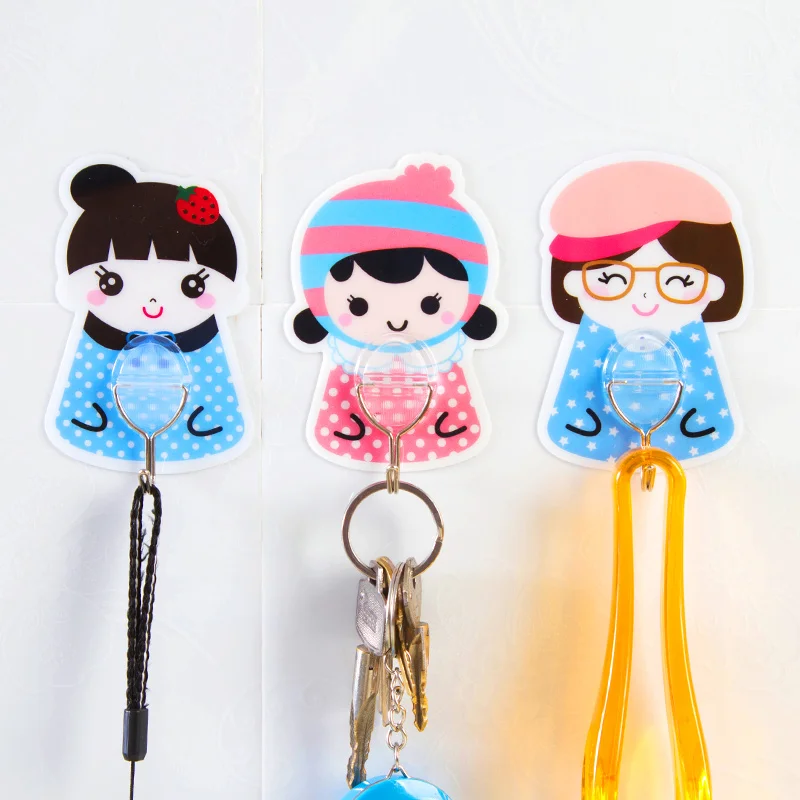 Мощный мультяшный крючок из вискозы кухонная наклейка креативный настенный для