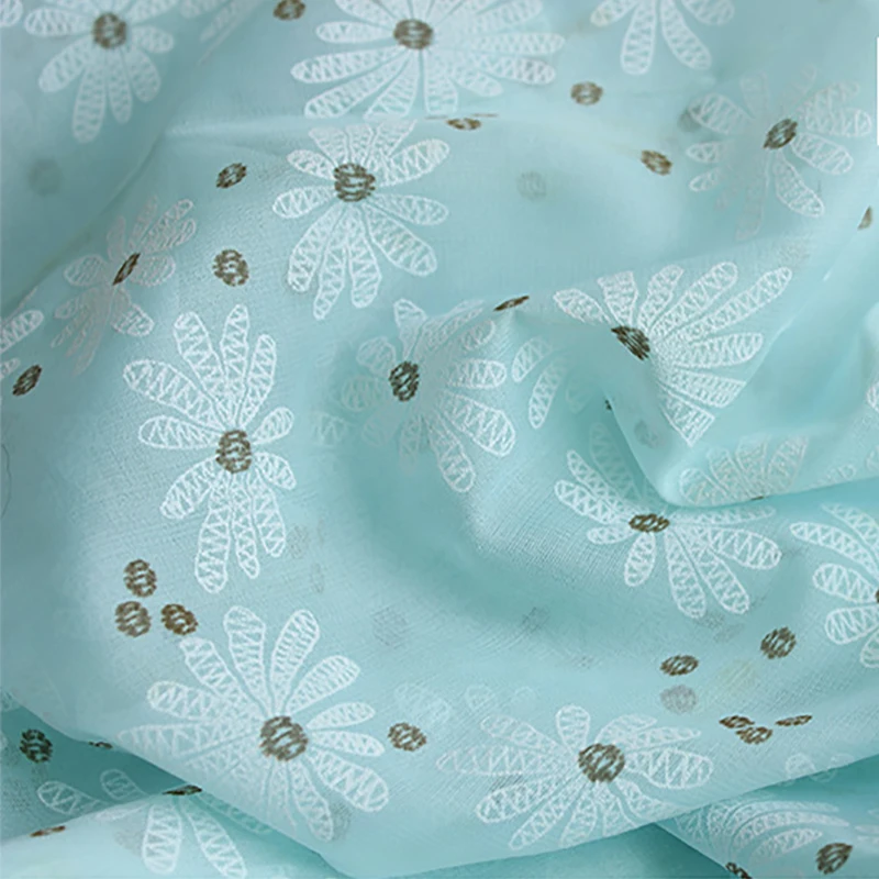 Импортная Зеленая Шелковая ткань с принтом дышащая мягкая шифоновая для