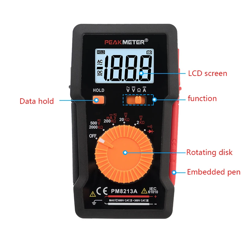 Мультиметр PEAKMETER PM8213A/B/C Многофункциональный Высокоточный цифровой мультиметр 400
