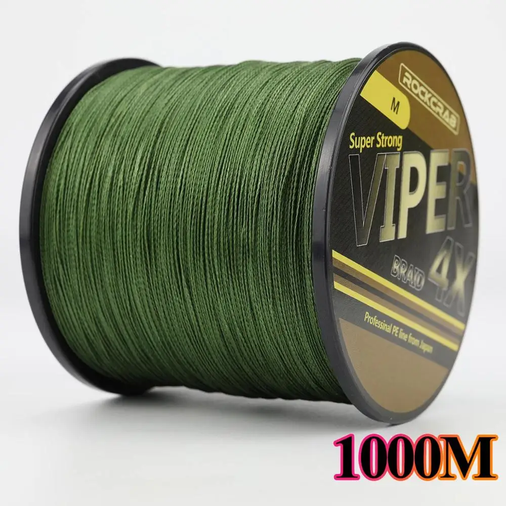 Роккраб Viper X4 серия 4 нити 300 м 500 м 1000 м высокое качество PE леска многофиламентная PE плетеная леска - Цвет: 1000-green