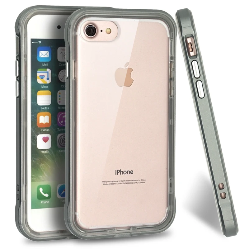 Противоударный двухслойный гибридный защитный чехол для iPhone 6 6s 7 Plus 5S чехол s силиконовая мягкая рамка из ТПУ и ПК кристальная задняя крышка Coque