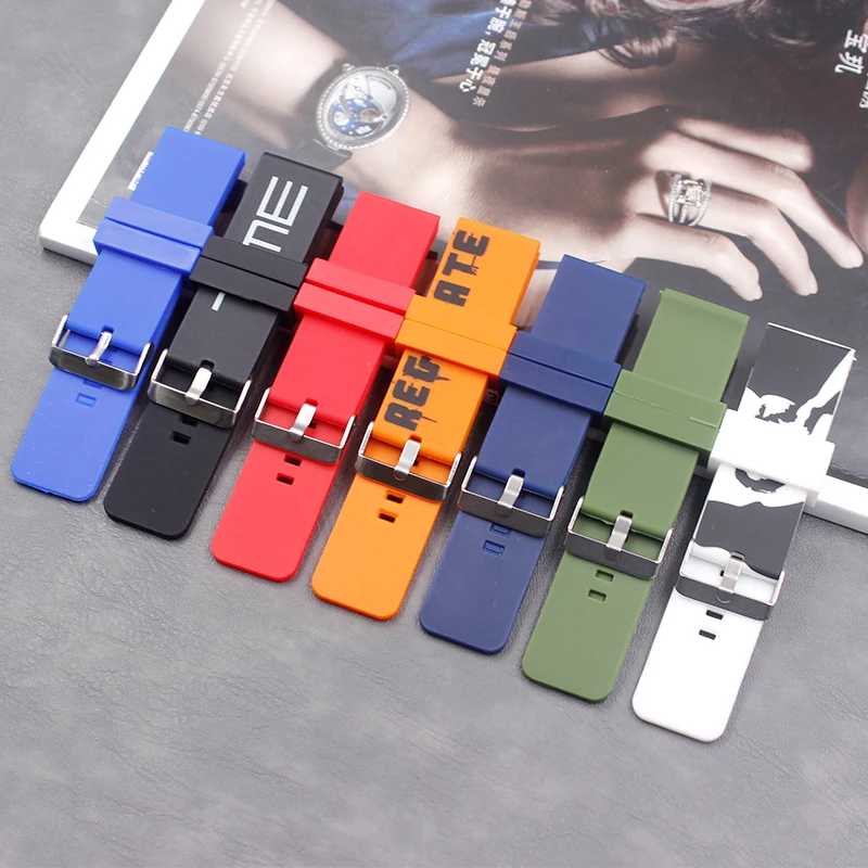 

Men's Silicone Strap 26mm Women's Sports Waterproof Natural Rubber Strap Buckle Accessories