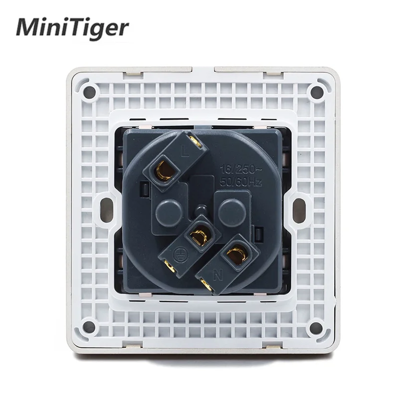 MiniTiger стандарт ЕС Роскошная стеклянная панель настенная розетка заземленная 16А