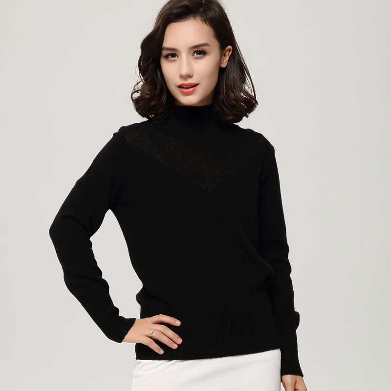 100% чистый кашемир вязаный однотонный теплый зимний толстый свитер с высоким