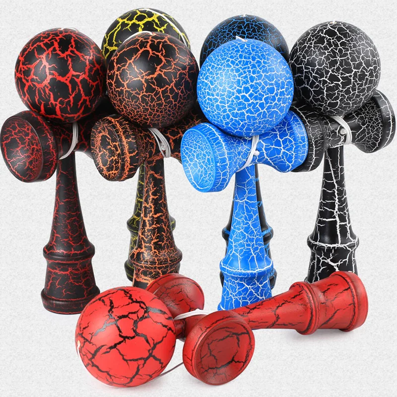 18 см трещины краски деревянный шар Kendama умелые жонглирование мяч игрушки японский традиционный Непоседа мяч дети взрослый досуг спорт подарок
