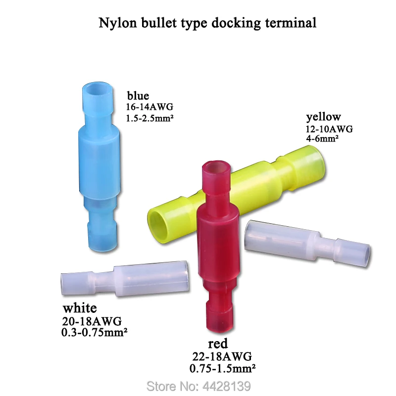 

100pair/set Wire Connector Bullet Plug Terminal Electronic Crimp Terminal AWG22-18 16-14 12-10 20-18 0.5-6mm2 4 Color x4 Size