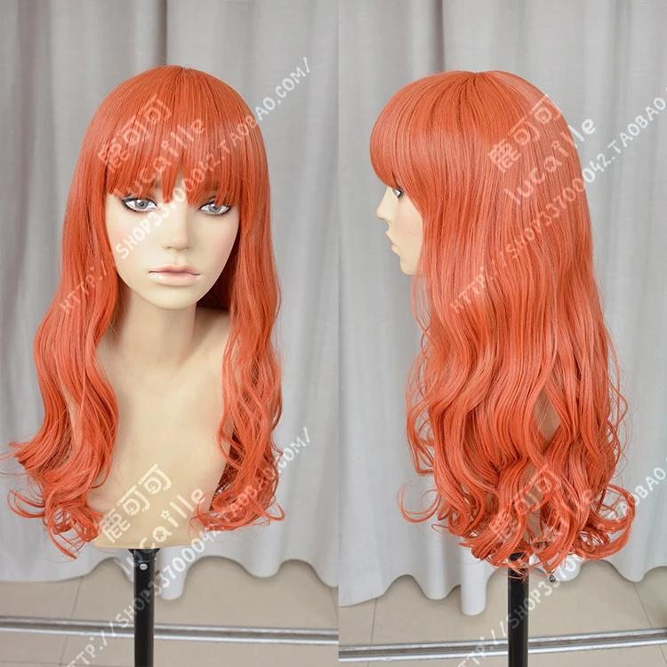Game Fire Emblem Echoes Celica Cosplay Wig 60cm Long Orange Red Heat Resistant Synthetic Hair Wigs + Cap | Тематическая одежда и