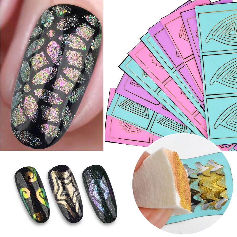 10 листов дизайн ногтей полый наклейки трафарет УФ Гель лак отклеить маникюрный