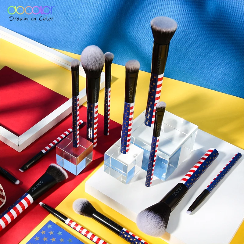 Docolor Professional 13 шт. набор кистей для макияжа косметическая пудра для нанесения основы румян теней для век подводка для глаз губ Макияж инструмент для чистки кисти