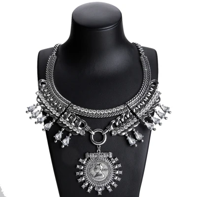 Silver Qiaose, модное золотое/серебряное Винтажное колье из сплава, ювелирное изделие для женщин, макси массивное ожерелье, богемное длинное ожерелье на цепочке - Окраска металла: Silver