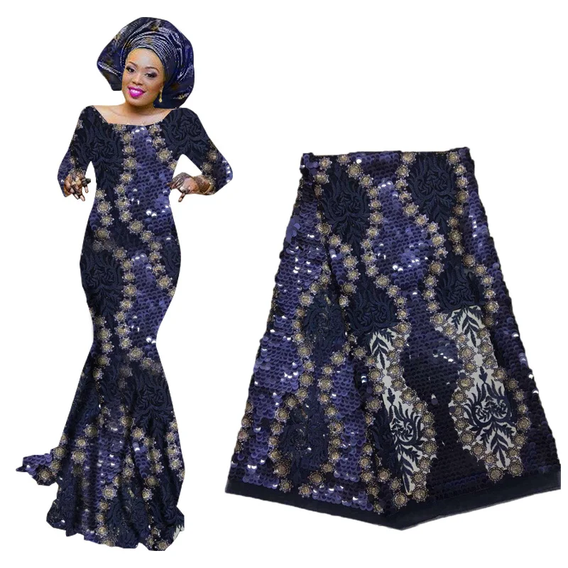 Высококачественная кружевная ткань с блестками в виде рыбьей чешуи Африканское