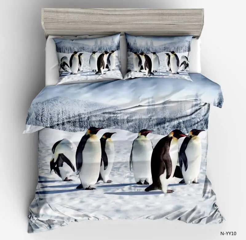 

New Cute penguins in Antarctica Duvet Cover 2/3pcs British Style Family student dormitory Quilt cover pillowcase Home Textile