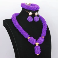 dudo store purple fine jewelry sets for women african beaded necklace set balls nigerian jewellery set 2019 trendy free ship