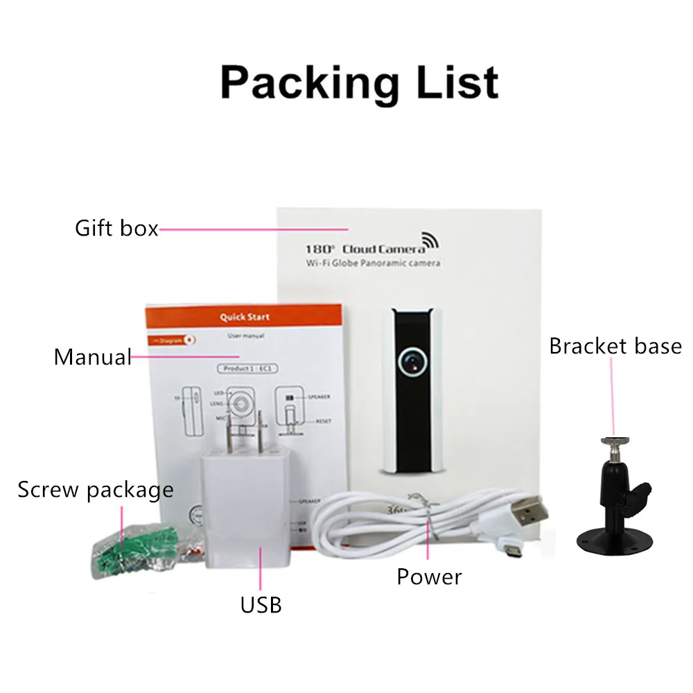 

Wifi IP Camera 720P HD Panoramic Wide Angle Two Way Audio Baby Monitor Security CCTV Camera Support 128GB SD Card Smart Home