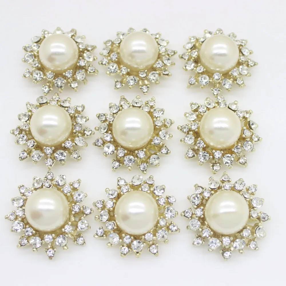 10 шт. круглые металлические пуговицы с жемчугом 28 мм|round metal buttons|rhinestone pearl buttonspearl
