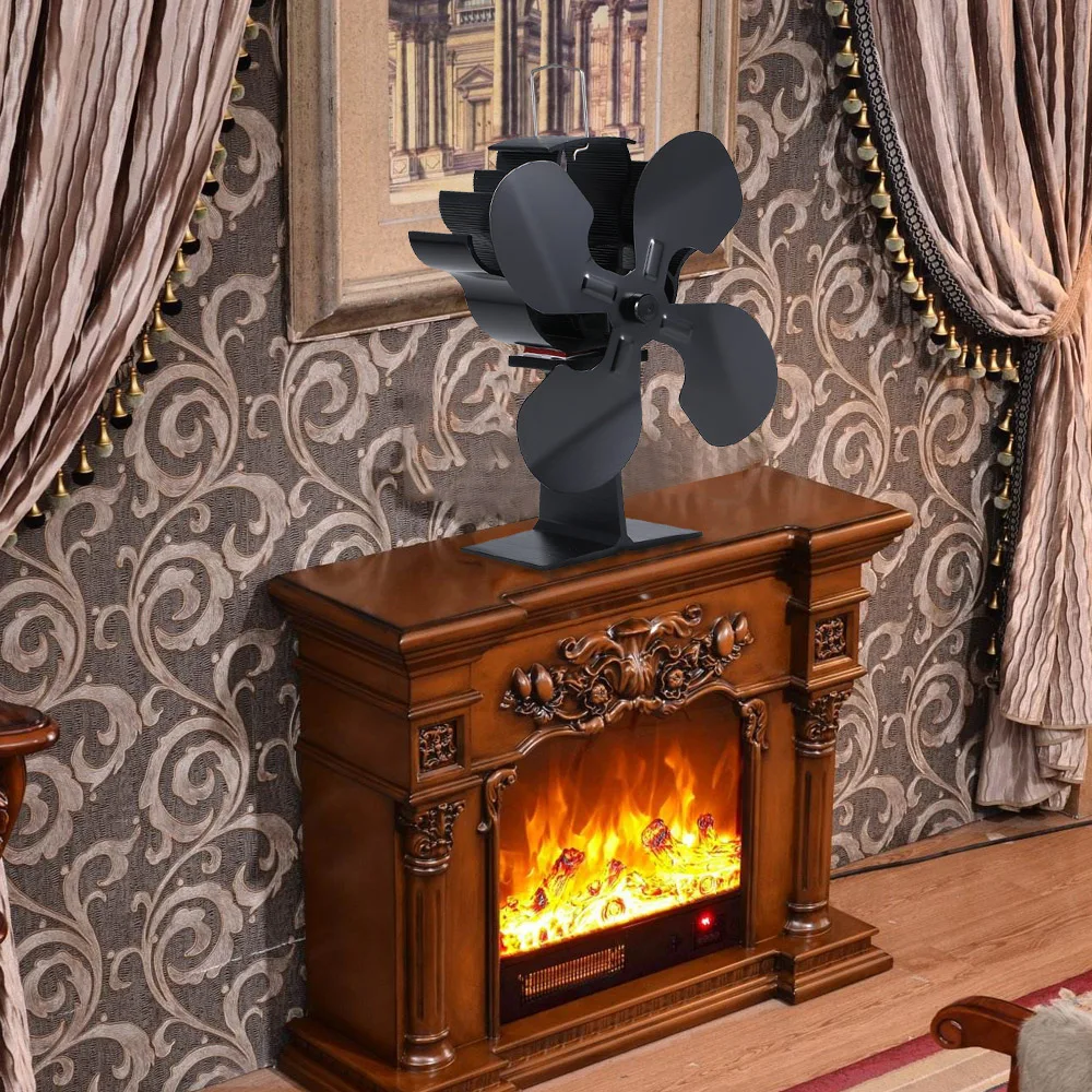 4 лезвий домашней вентилятор для камина тепла питание Эко дружественных