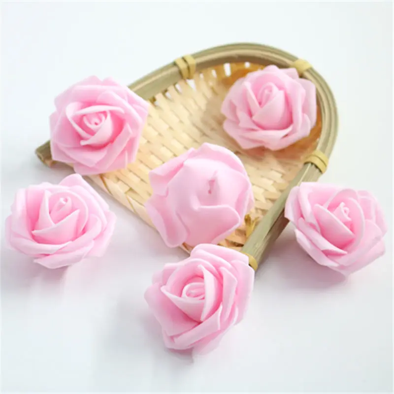 light pink 10 шт./лот, 6,5 см, многоцветная искусственная гофрированная пена, розовая головка, для украшения свадьбы, сделай сам, венки, ремесло, Подарочные принадлежности - Цвет: light pink