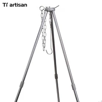 tiartisan titanium pot tripod campfire grill stand tripod durable camping portable pot storage bag height 80cm