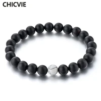 chicvie black white charm distance men bracelet bangles natural stone natur bead braided for women jewelry bracelets sbr180020
