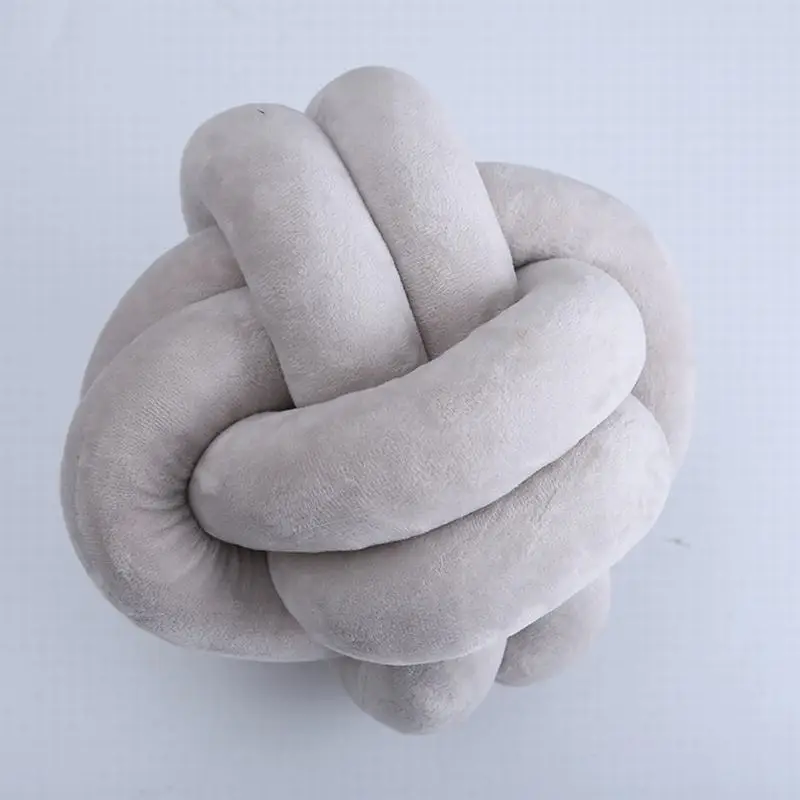 Gray 2 knots Креативный круглый Североевропейский Тип 3D подушка узлом Диван офисный стул Высококачественная плюшевая подушка с наполнителем чехол с PP хлопок - Цвет: Gray 2 knots