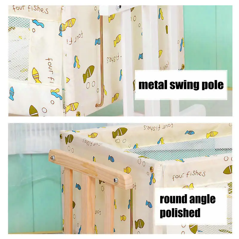 Solid Wood I-Shaped Small-Sized Logs Cradle Bed With Mosquito Net Simple Baby Crib | Мать и ребенок
