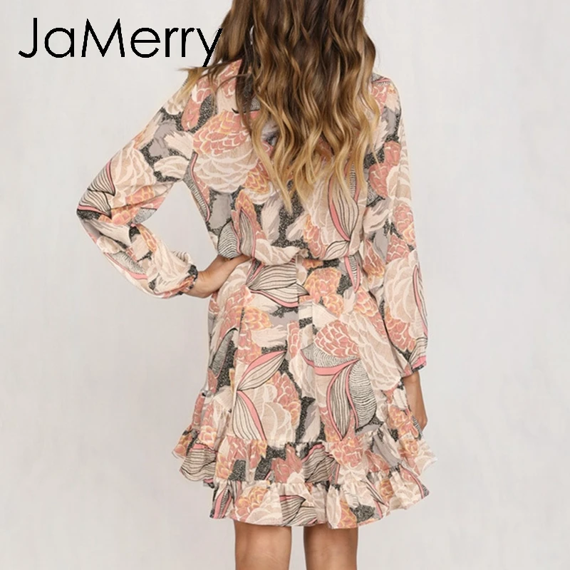 JaMerry/винтажное платье с цветочным принтом в стиле бохо женское Короткое