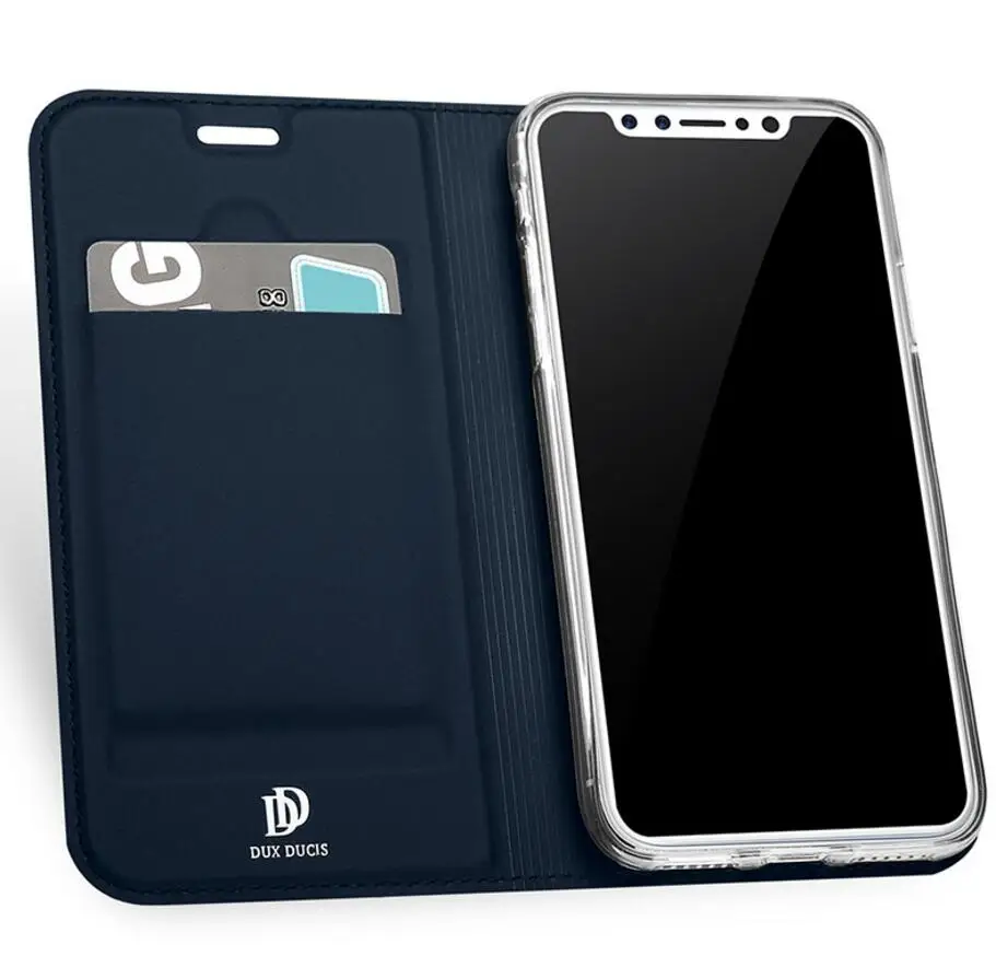 Blue Ультра тонкий DUX DUCIS кожи Pro серии Бумажник кожаный флип чехол для Iphone 5 6s 6 plus 7 8 plus x XS XR XS Max samsung S8 S9 примечание 9 - Цвет: Blue