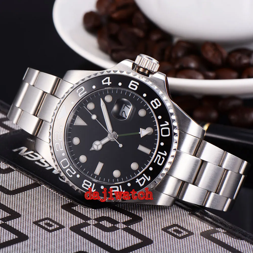 Часы мужские механические автоматические из нержавеющей стали с черным