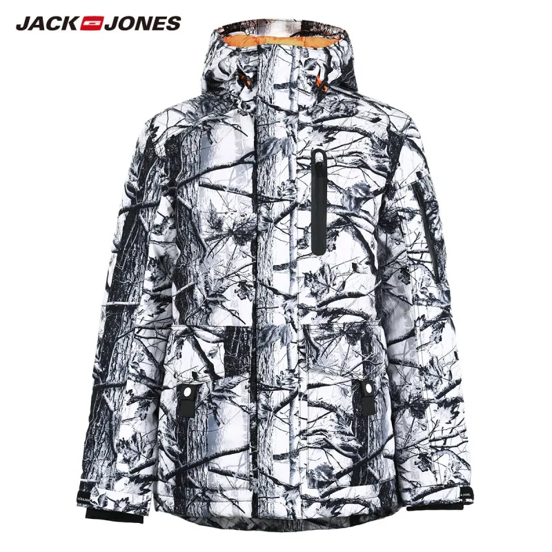 JackJones мужской зимний пуховик с капюшоном принтом короткая парка пальто мужская