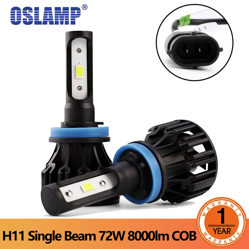 OSlamp 72 Вт COB Chips H11 светодиодные фары Blubs 6500K Автомобильные 8000лм Однолучевые DC12v 24v|h11