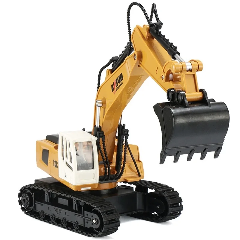 Цвет: желтый 9 каналов RC грузовик экскаватор сплав Backhoes бульдозер дистанционное управление экскаватор Инженерная модель автомобиля электронная детская игрушка хобби - Цвет: Цвет: желтый