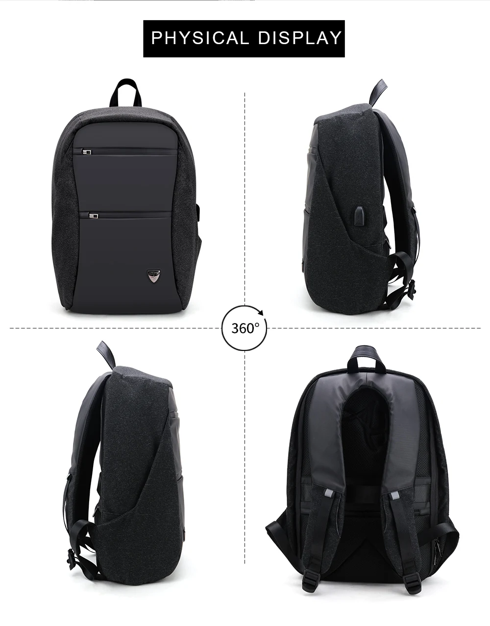 ARCTIC HUNTER 00207 модный рюкзак с защитой от кражи, мужской рюкзак для ноутбука, 15,6 дюймов, водонепроницаемый рюкзак с зарядкой через usb для путешествий, рюкзаки для подростков