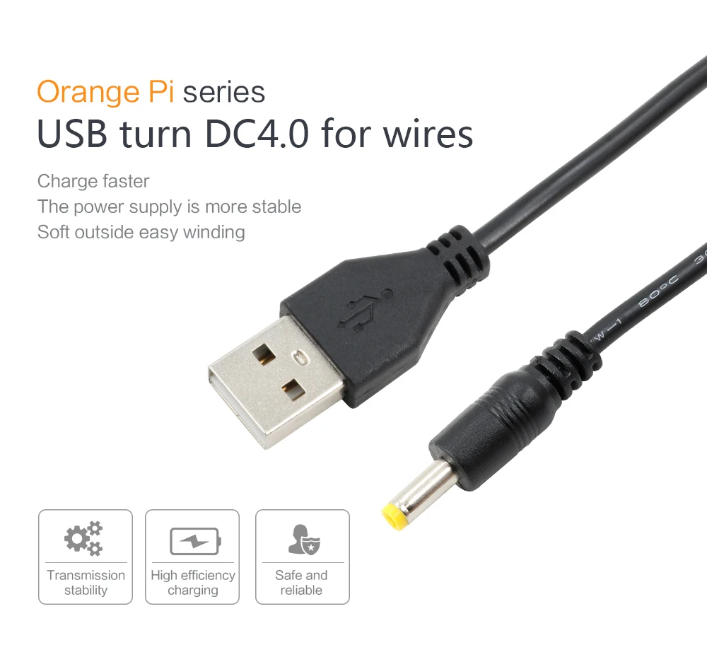 Оранжевый Pi USB к DC 4,0 мм-1,7 мм кабель питания для Orange Pi заводское качество