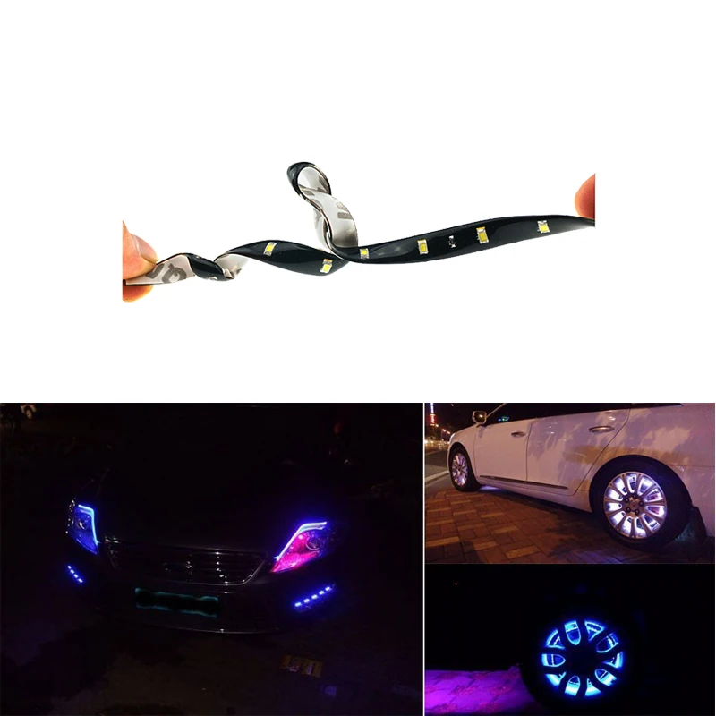 1x Автомобильный светодиодный полосы DIY RGB Лампочка атмосфера декоративная лампа авто Inerior светильник 15 Светодиодный дневной светильник DRL мотоцикл стиль
