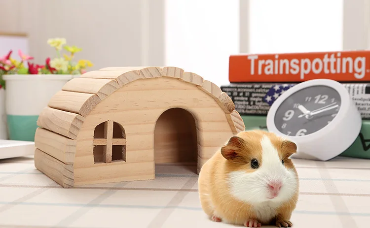 Pet Hamster Wooden House Squirrel Home Supplies Totoro Nest Gerbil Chalet Mice Hideout Rat Mouse Cage Accessories
