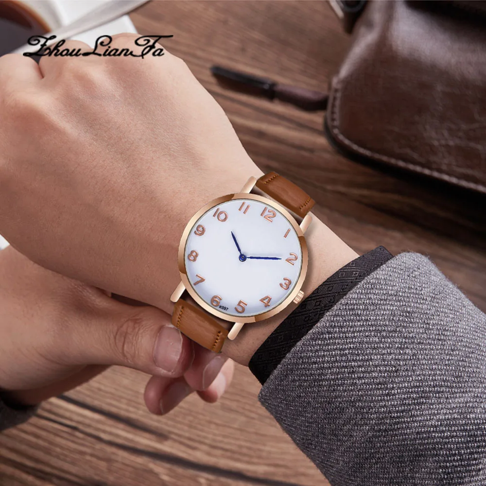 Модные мужские часы с кристаллами кожа аналоговые кварцевые наручные роскошные