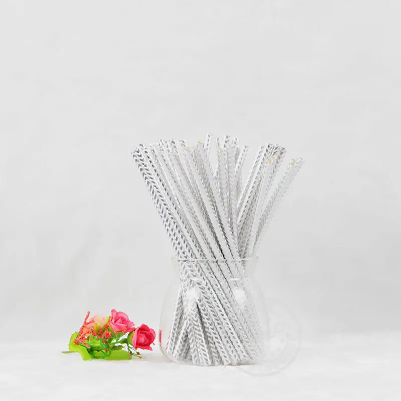 silver wave pattern 25 шт./пакет цвета: золотистый, серебристый Бумага соломинки благосклонности венчания, в горошек, в полоску, для питья одежда для свадьбы, дня рождения детская верхняя одежда Вечерние поставки - Цвет: silver wave pattern