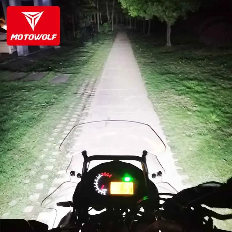 MOTOWOLF 12v-72v 20W LED Spot Light Motorcycle ATV Boat Off Road Waterproof Headlight with switch and Bracket For Honda Yamaha |