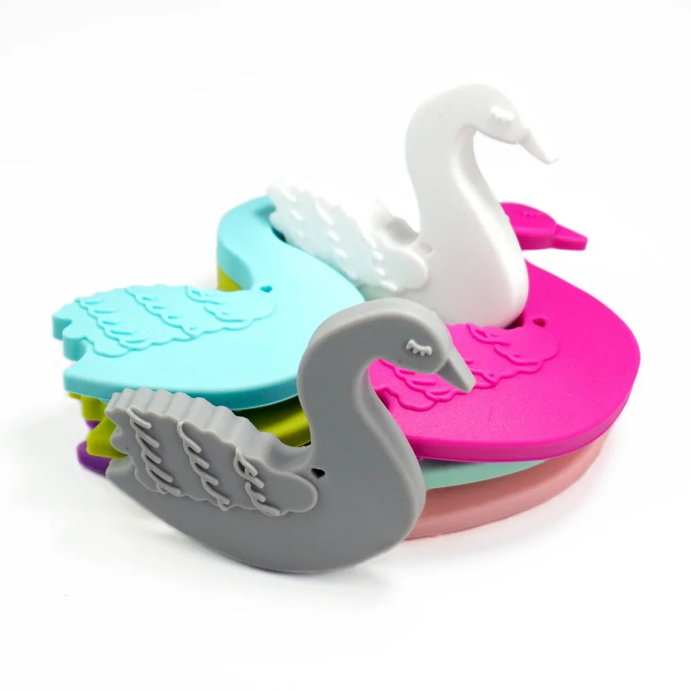 Food Grade Silicone Teethers Animal Swan Baby Teether Infant Chew Charms Kids Teething Gift Toddler Toys 20pcs Sutoyuen