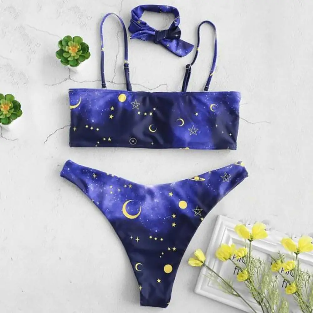 Женский купальник-бикини со звездным принтом пляжная одежда новинка 2019 | Спорт и
