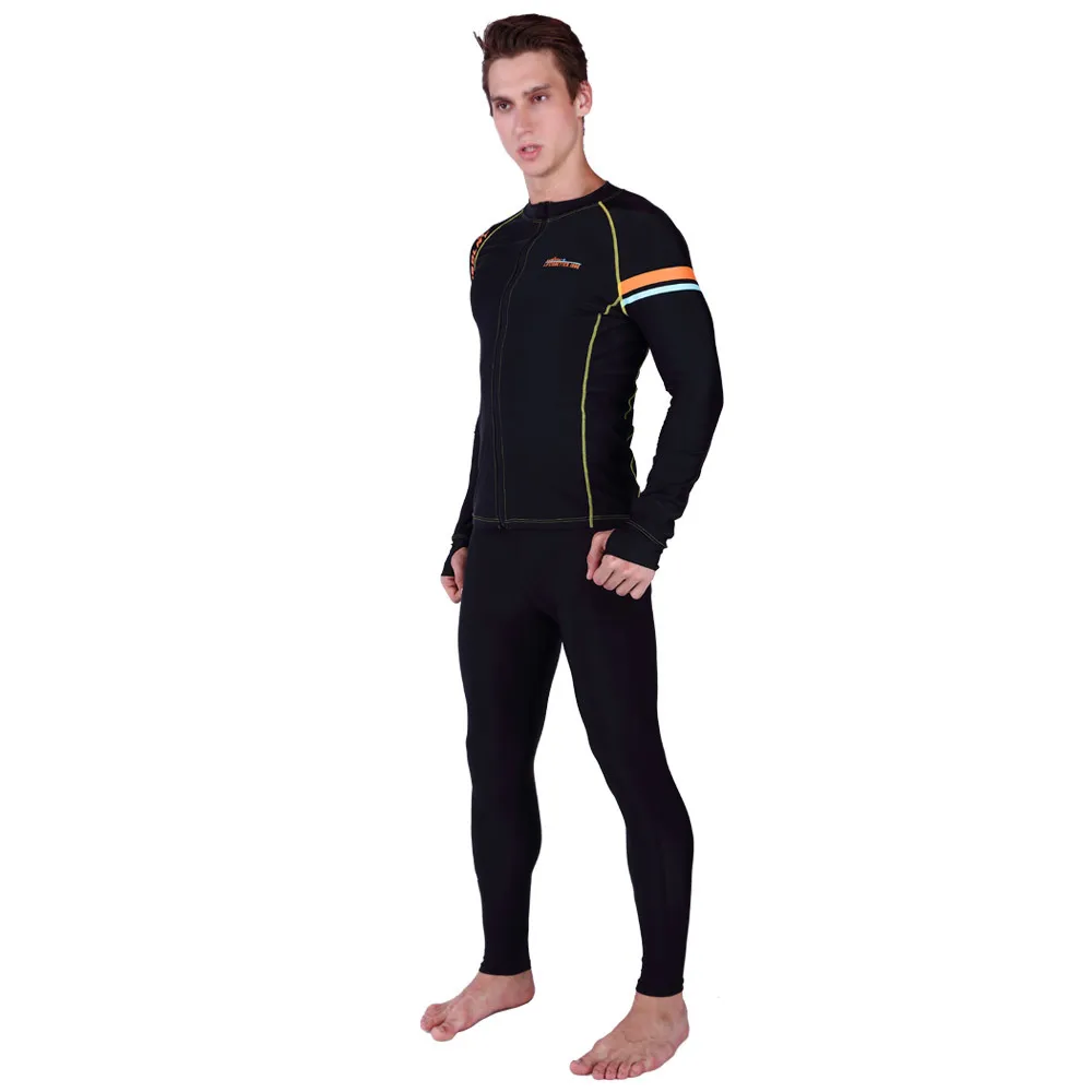 

SABOLAY Snorkeling suit Men zipper cardigan elasticity Swimsuit Rash Guard Long Sleeves Beach Surfing Scuba anti UV Diving suit