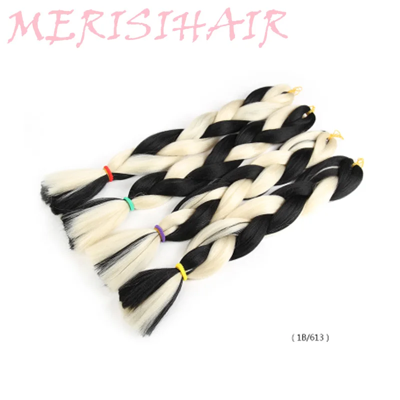 Розовый MERISIHAIR, 24 дюйма, Омбре, розовый, блонд, красный, синий, плетеные волосы, синтетические, вязанные волосы для наращивания, огромные косички, прически - Цвет: Розовый