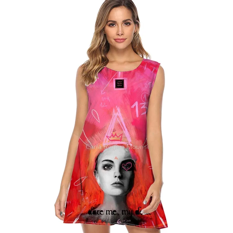 

Midnight Lake Printed Vintage Boho Beach Dress 2019 O Neck Loose Summer Chiffon Dress Sexy Sleeveless Mini Short Dress Casual
