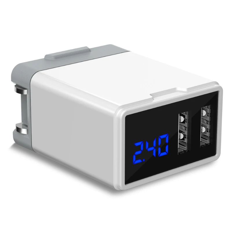 Foldable Plug 5V/2.4A Dual Port USB Power Adapter with Digital Display HSJ-19 | Мобильные телефоны и аксессуары
