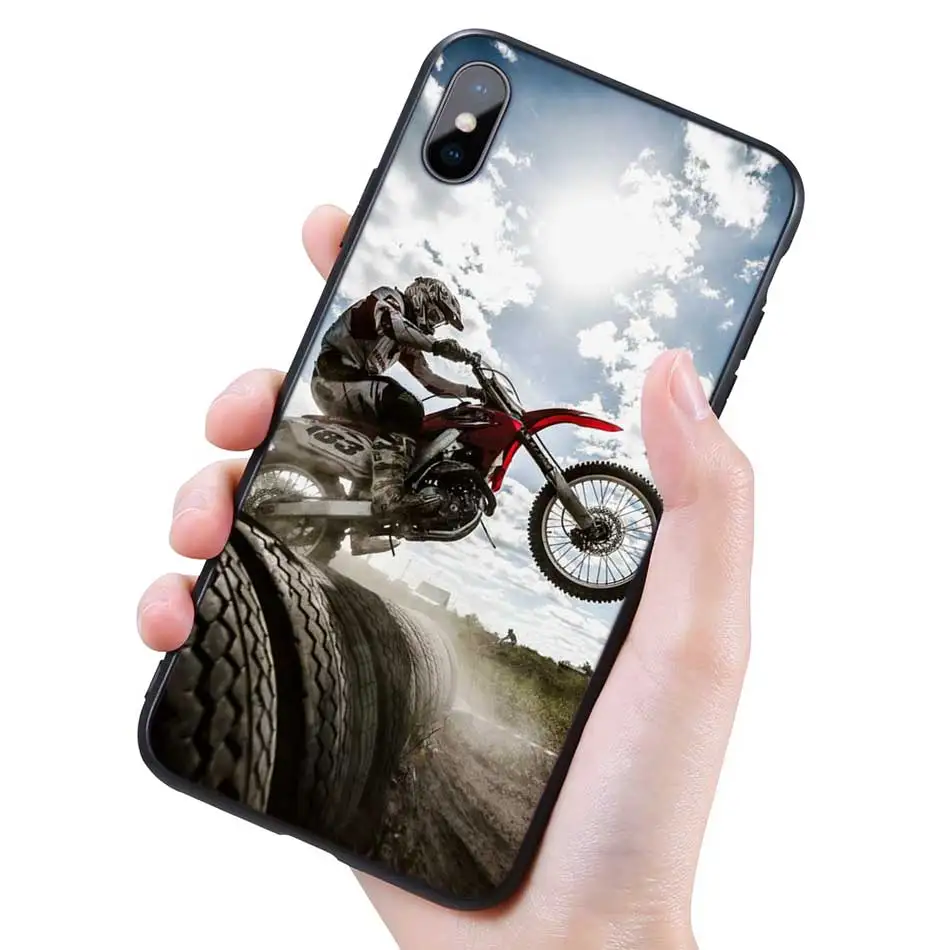 012 Силиконовый черный чехол для iPhone 11 Pro XR X XS MAX 7 8 6 6S Plus 5 5S SE 7Plus 8Plus мобильный телефон moto Cross moto rcycle sports - Цвет: 012